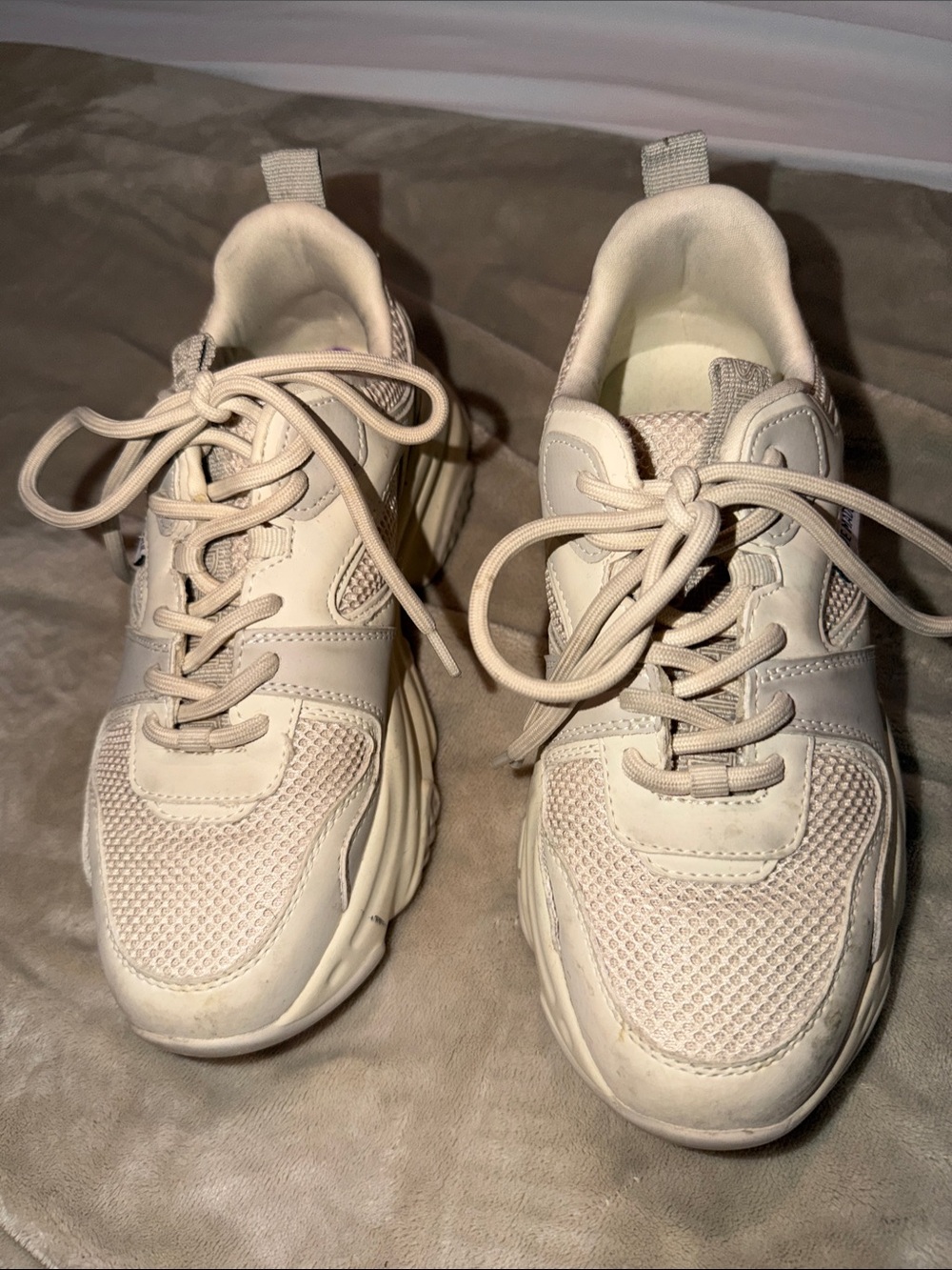 Steve Madden Cream Lace-Up Chunky Sneakers
